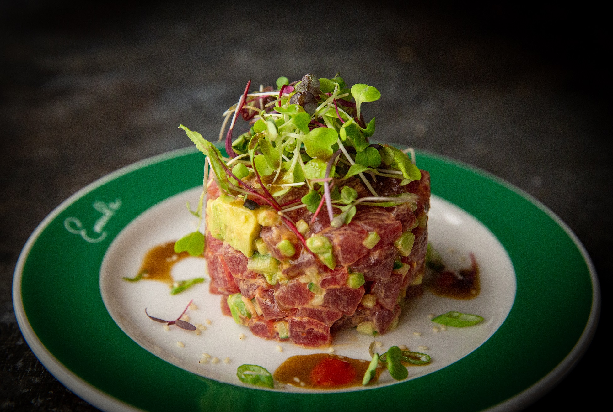 Tuna Tartare With Spicy Mayonnaise, Mizuna And Soy Wasabi Vinaigrette